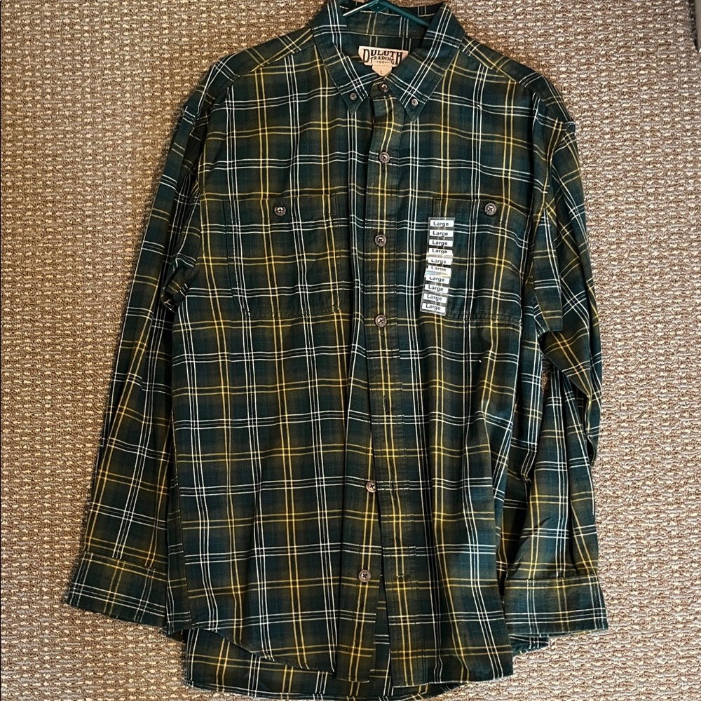 Duluth Trading Green Plaid Men's Shirt